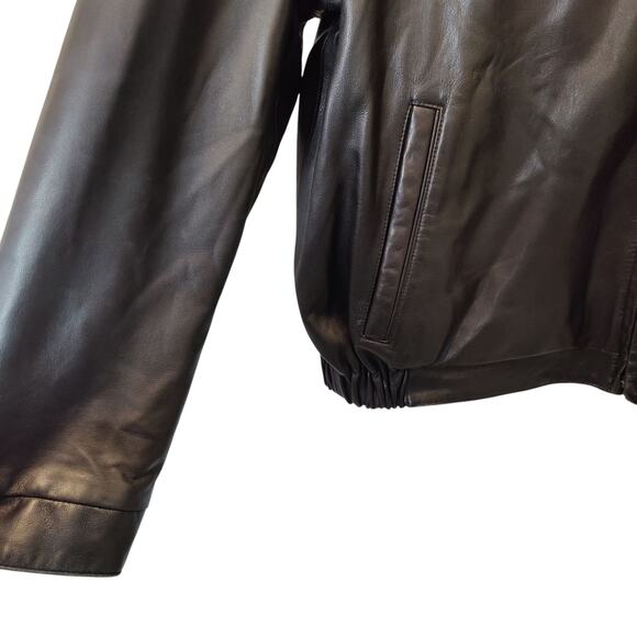 Roundtree & Yorke Men's Sz XL 100% Leather Super Soft Reversible Bomber Jacket - Picture 4 of 7